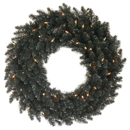 Vickerman 48" Black Fir Artificial Christmas Wreath Warm White Dura-Lit LED lights.