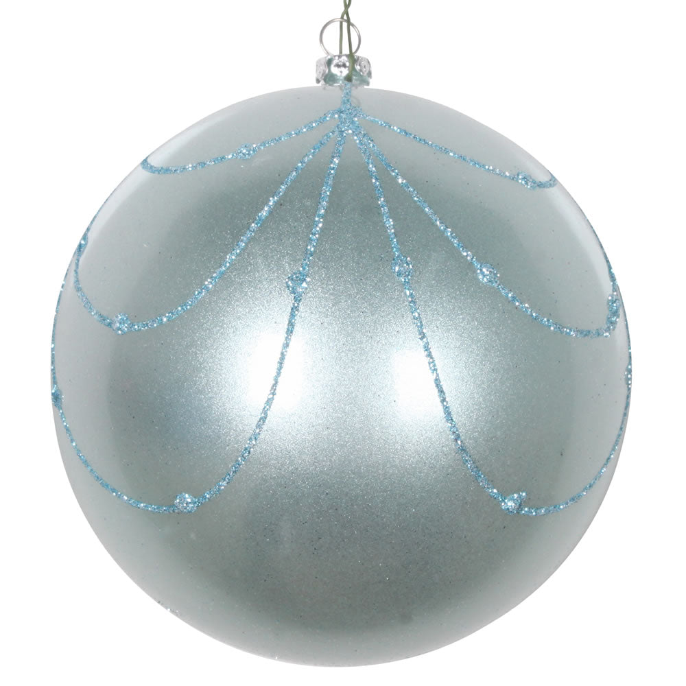 Vickerman 4.75" Baby Blue Candy Finish Curtain Ornament with Glitter Accents 4 per Bag