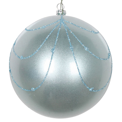 Vickerman 4.75" Baby Blue Candy Finish Curtain Ornament with Glitter Accents 4 per Bag