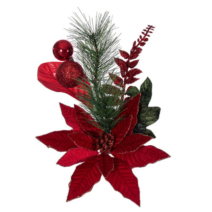 Vickerman 72" Merry Red Poinsettia Ball and Fern Decorated Garland.