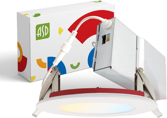 ASD Lighting LED Recessed Mini Panel Fire Rated Round 4inch 12W 120V Triac 2700/3000/3500/4000/5000K White ETL Energy Star