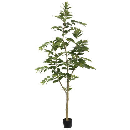 Vickerman 7' Potted Artificial Green Nandina Tree.