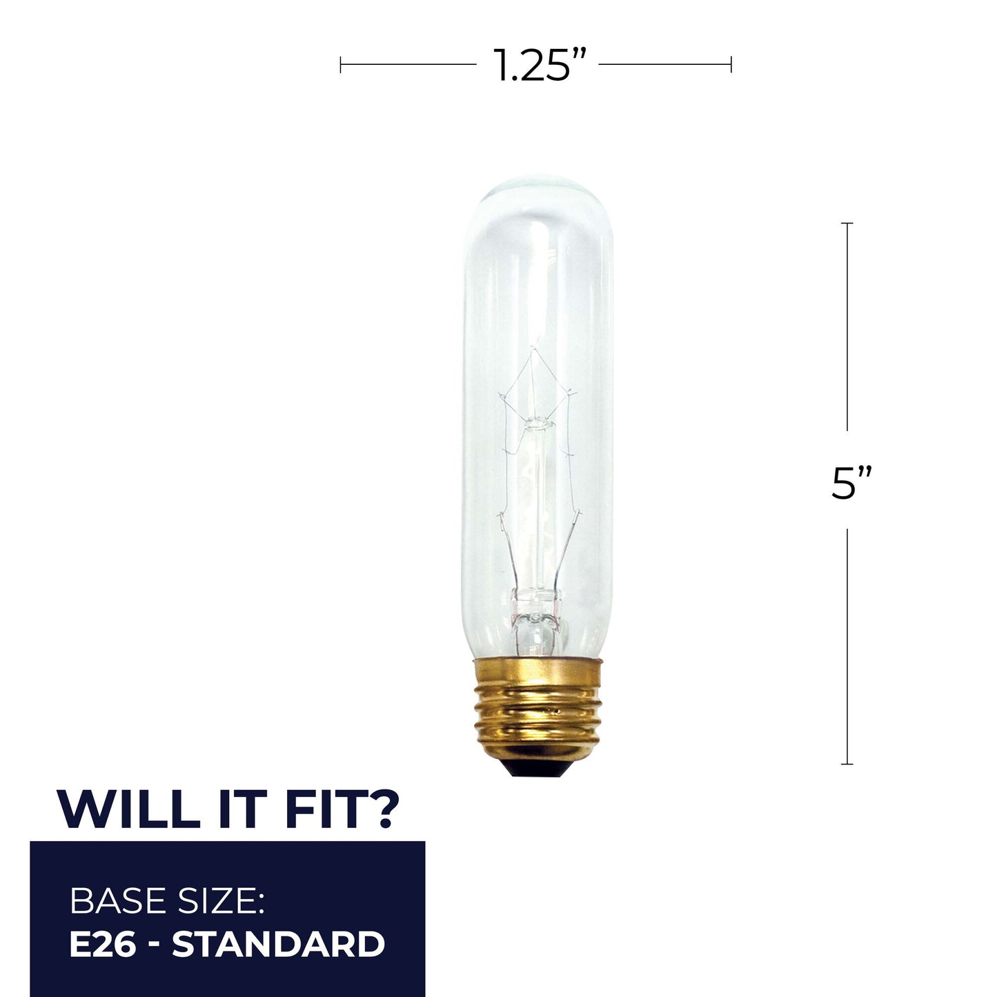 BULBRITE INCANDESCENT T10 MEDIUM SCREW (E26) 60W DIMMABLE LIGHT BULB 2700K/WARM WHITE 25PK (704160)