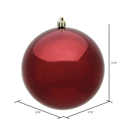 Vickerman 2.75" Burgundy Shiny Ball Ornament 12 per Bag
