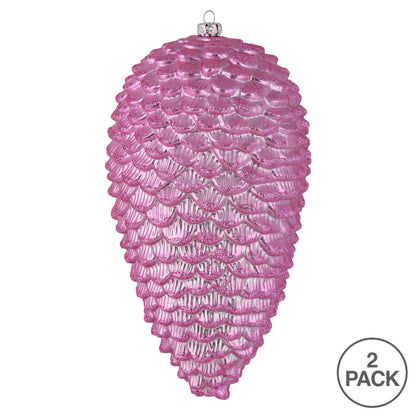 Vickerman 10" Pink Matte Glitter Pinecone Christmas Ornament Pack of 2