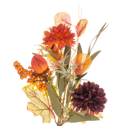 Vickerman 5' Orange and Burgundy Artificial Mixed Mum Chinese Lantern and Berry Garland.