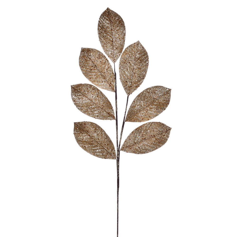 Vickerman 27" Artificial Gold Glitter Leaf Christmas Spray 4 per bag