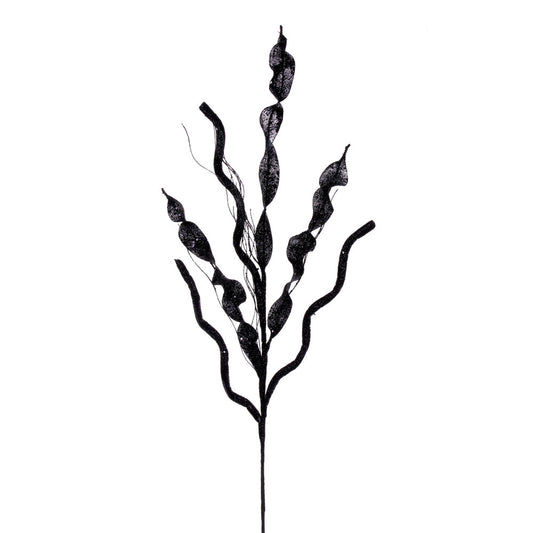 Vickerman 34" Black Multi Spiral Glitter Spray 4 per bag.