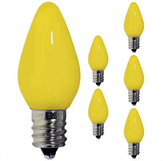 Damar- C7 LED Replacement Christmas Light Bulbs Yellow Color 0.96W E12 Candelabra Base 100-130V Dimmable Pack of 6- Shatterproof String Lights for Patio Holiday Party Decor Xmas Tree