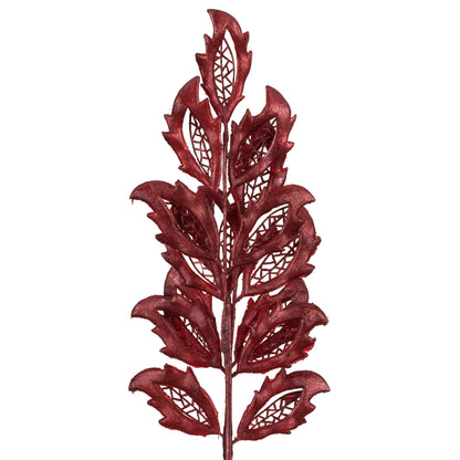 Vickerman 22" Red Matte Mistletoe Leaf Artificial Christmas Spray. Includes 12 sprays per pack.