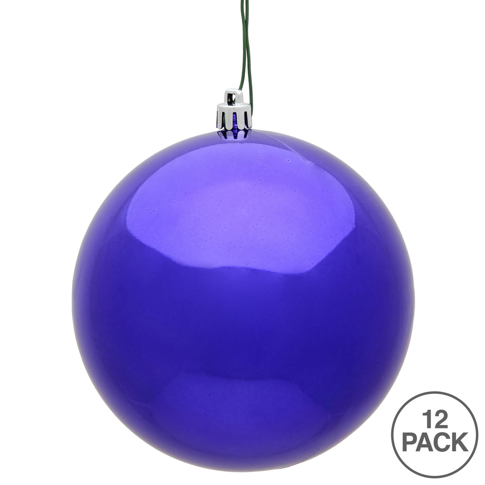 Vickerman 3" Purple Shiny Ball Ornament 12 per Bag