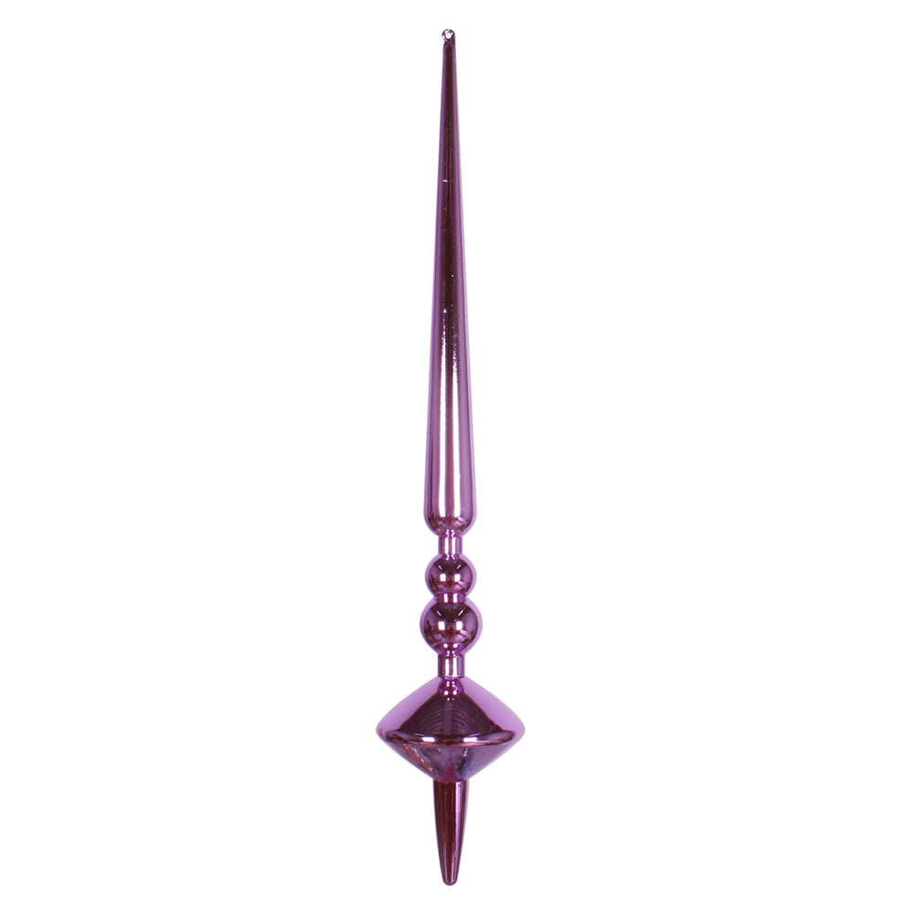 Vickerman 18" Orchid Shiny Cupola Finial. This long finial ornament adds depth and texture to any holiday decorating project. Made with shatterproof plastic.