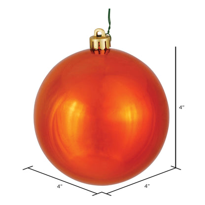 Vickerman 4" Burnished Orange Shiny Ball Ornament 6 per Bag