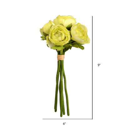 Vickerman 9" Artificial Mini Spring Green Ranunculus Spray. Includes 3 sprays per pack.