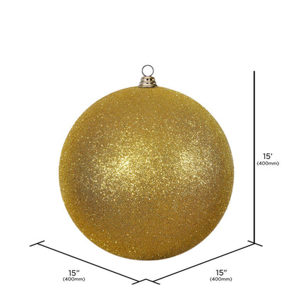 Vickerman 15.75" Antique Gold Glitter Ball Ornament