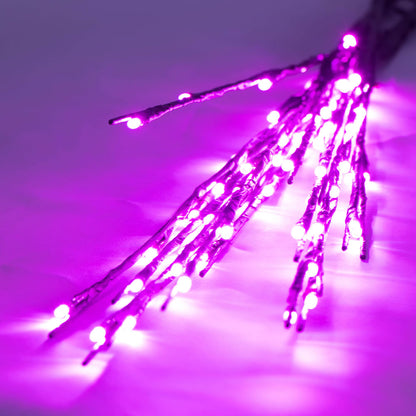 Vickerman 60 Pink LED Twig Light Set on Brown Wire Pack of 3.