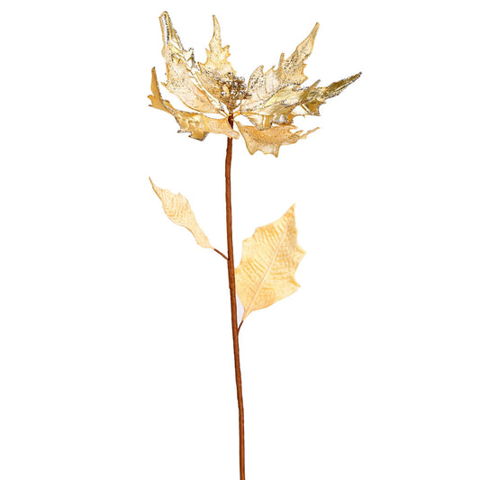 Vickerman 32" Champagne Glitter poinsettia Artificial Christmas Spray. Includes 2 sprays per pack.