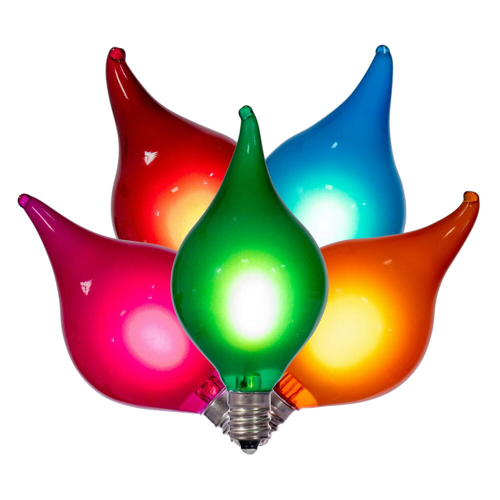 Vickerman 5 Mulitcolor LED G45 Glass Flame Tip Replacement Bulbs.