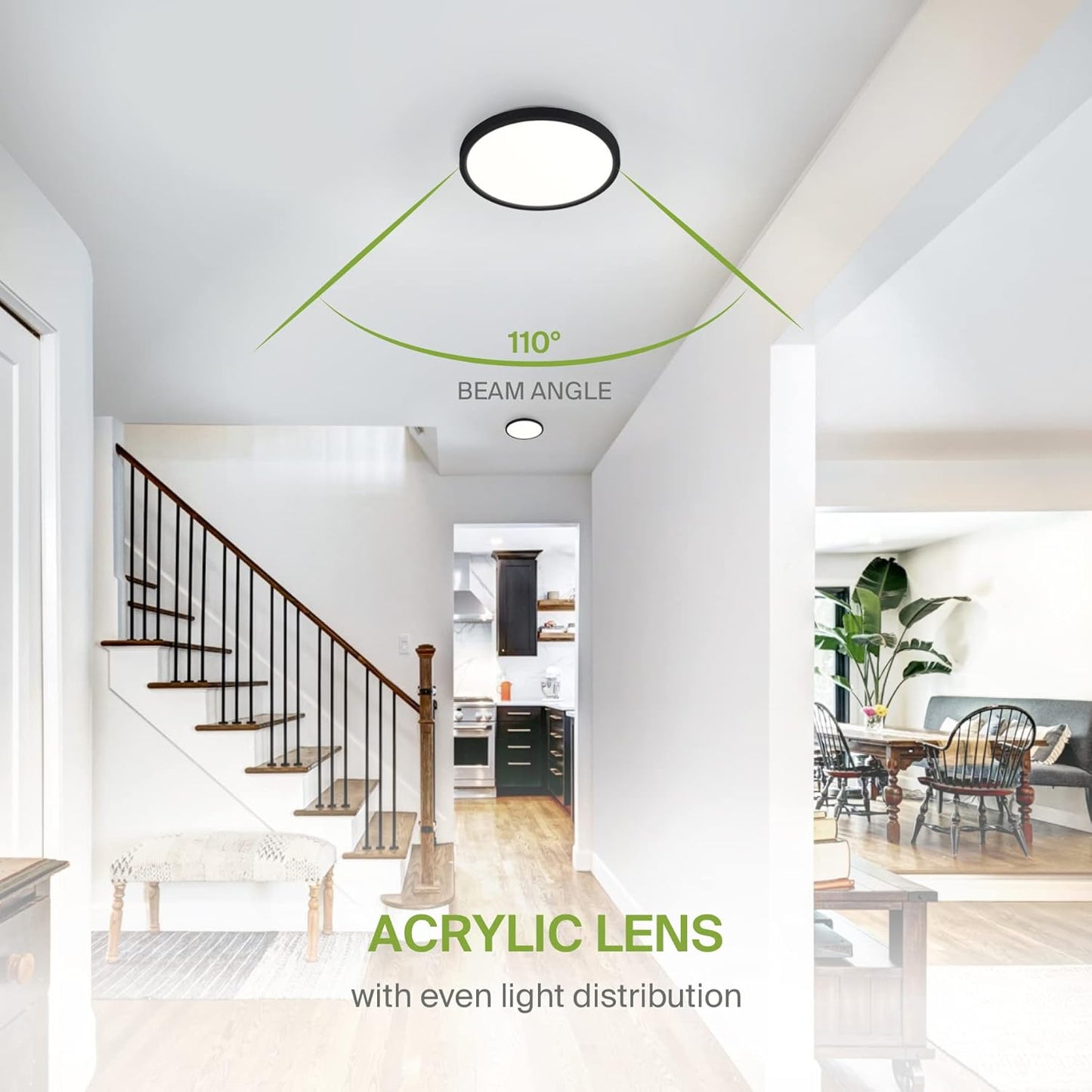ASD Lighting LED Round Surface Mini Panel 9" 18W 120V CCT Selectable 3000/4000/5000K Dimmable Black ETL Energy Star 6pack