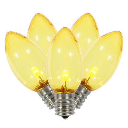 Vickerman C9 Transparent Plastic LED Yellow Dimmable Bulb E17 Nickel Base 25 per bag