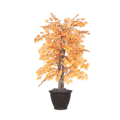Vickerman 4' Artificial Golden Aspen Bush Brown Plastic Container.