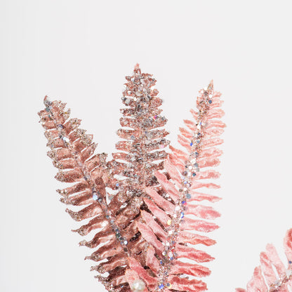 Vickerman 20" Rose Gold Fern Flower Artificial Christmas Spray. Includes 3 sprays per pack.