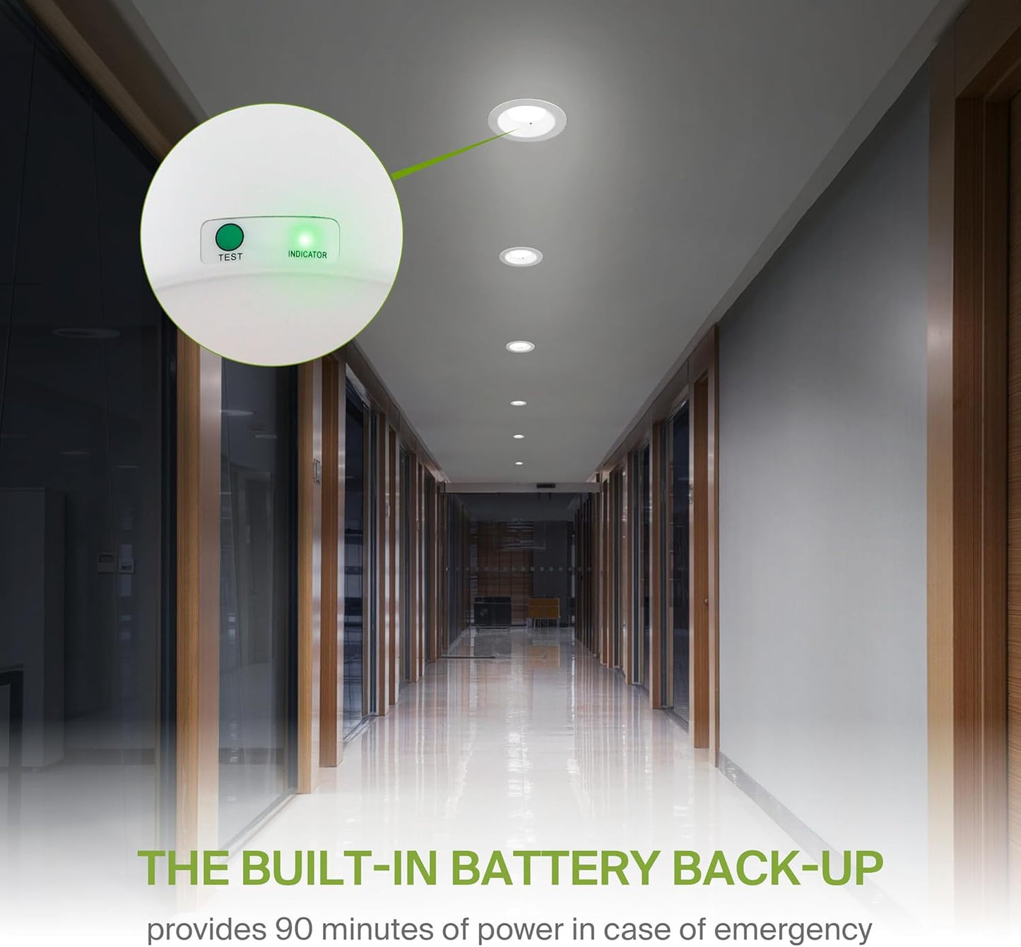 ASD Lighting LED Commercial Downlight Round 6inch 12/16/22/26/30W 120-277V 0-10V Dimmable 125Lm/W 2700/3000/3500/4000/5000K with Battery Back-up 15W White ETL ES