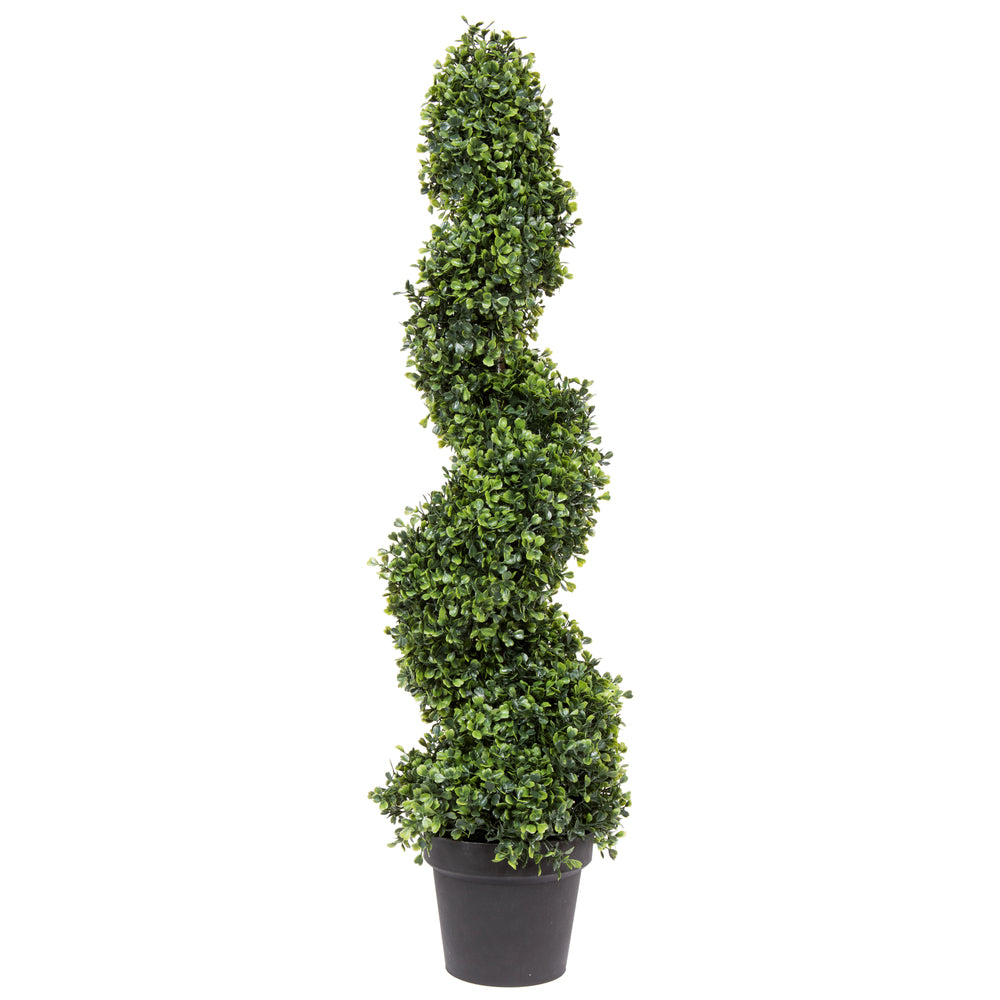 Vickerman 3' Artificial Potted Green Boxwood Spiral Tree.