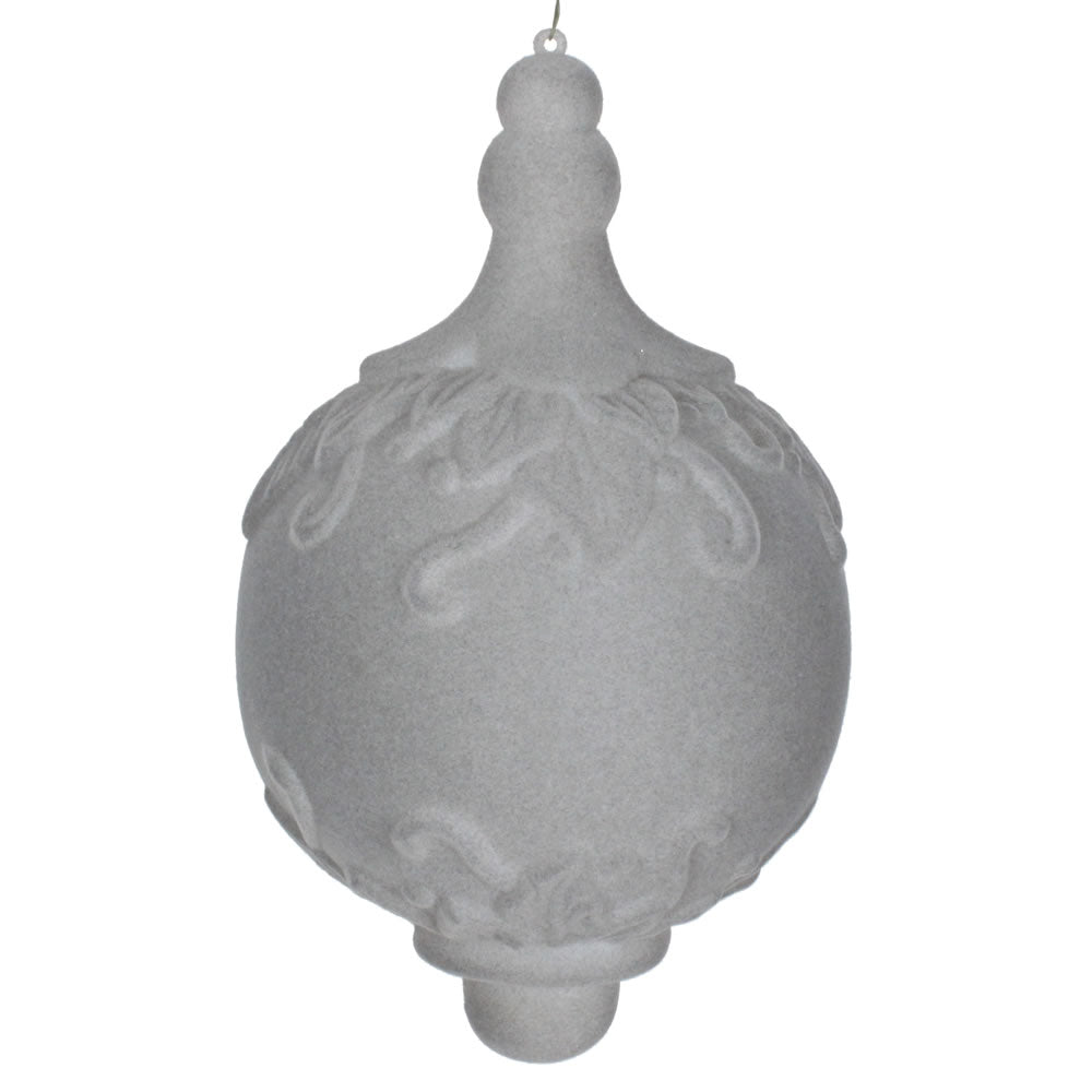 Vickerman 13" Silver Flocked Drop Finial Christmas Ornament