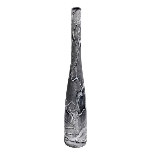 Vickerman 23" Charcoal Swirl Glass Vase. Easily incorporate this opulent vase into your stylistic space. Pair with your favorite faux floral for the perfect finishing touch. Each vase is slightly unique because each piece is hand blown. This vase measures