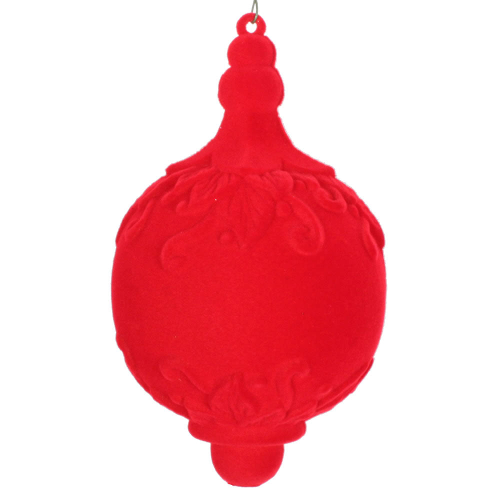 Vickerman 4" Red Flocked Drop Finial Ornament 3/Bag.