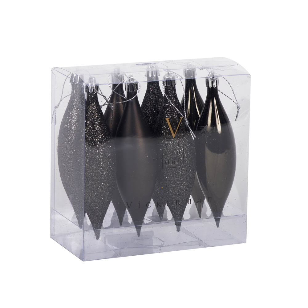 Vickerman 5.5" Gunmetal 4-Finish Drop Christmas Ornament 8 per Box