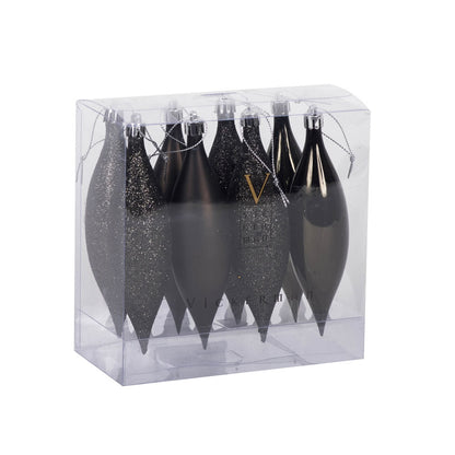 Vickerman 5.5" Gunmetal 4-Finish Drop Christmas Ornament 8 per Box