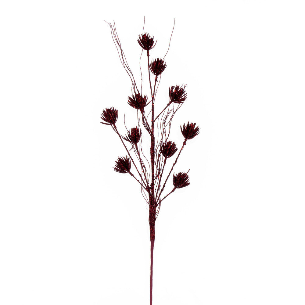 Vickerman 30" Burgundy Mini Flower Glitter Spray 6 per bag.
