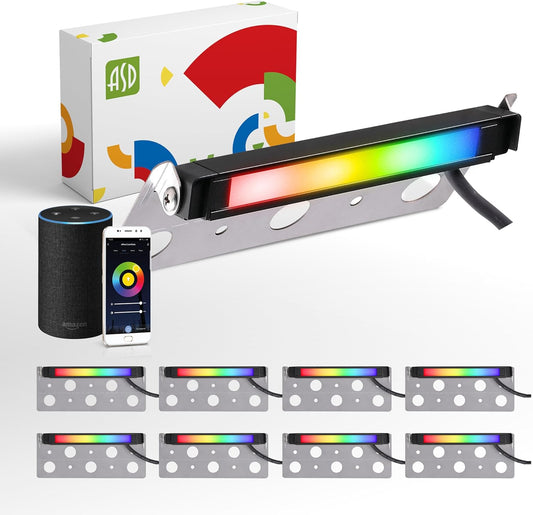 ASD Lighting LED Hardscape Light Swivel 7inch 3W 12V 2700-6500K RGBW Smart APP Control with Hub Bronze ETL 8 pack