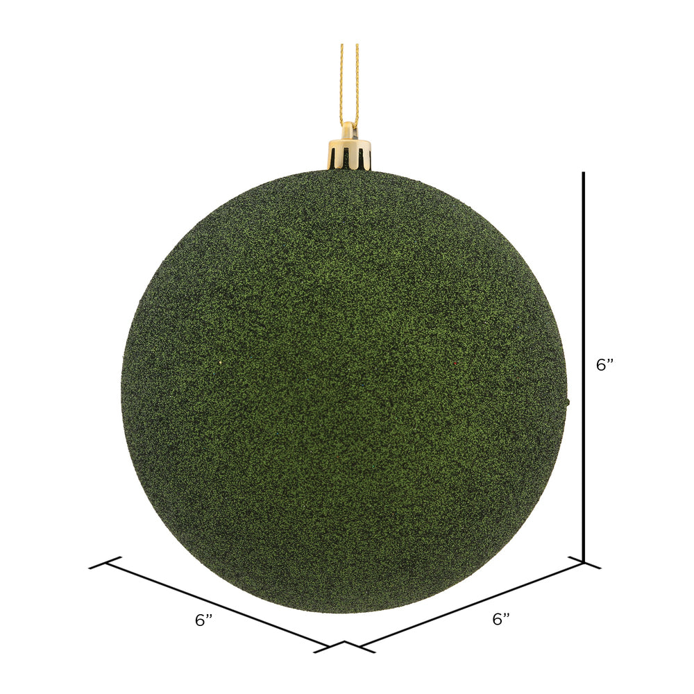 Vickerman 6" Moss Green Glitter Ball Ornament 4 per Bag