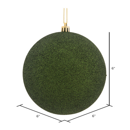 Vickerman 6" Moss Green Glitter Ball Ornament 4 per Bag