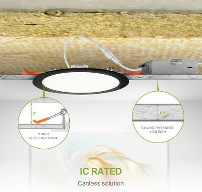 ASD Lighting LED Recessed Mini Panel Round 8inch 20W 120V Triac 2700/3000/3500/4000/5000K Black UL Energy Star