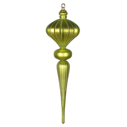 Vickerman 21" Lime Matte Finial Ornament with Glitter Accents