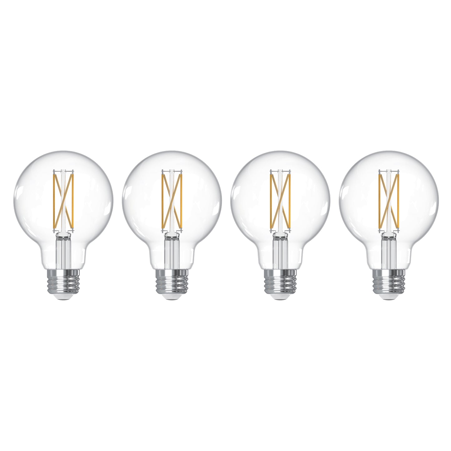 Bulbrite 776241 LED Filament Pack of 4, 7.6 Watt Dimmable G25 Light Bulb with Clear Finish and Medium Screw E26 Base - 4000K(Cool White Light), 800 lumens