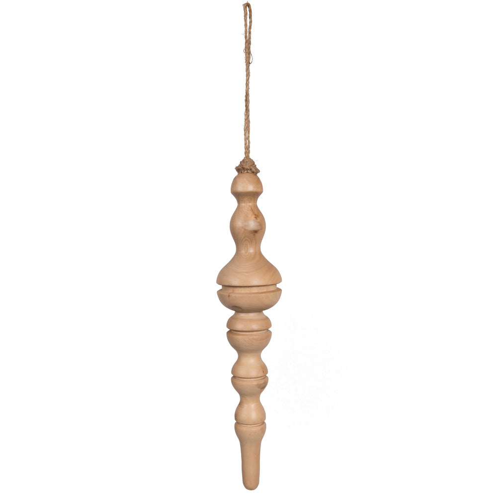 Vickerman 12" Light Natural Turned Wood Finial Ornament 2 per bag.