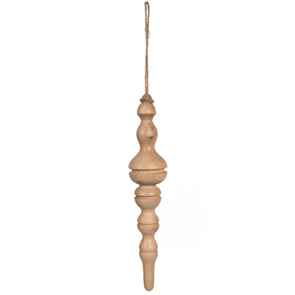 Vickerman 12" Light Natural Turned Wood Finial Ornament 2 per bag.