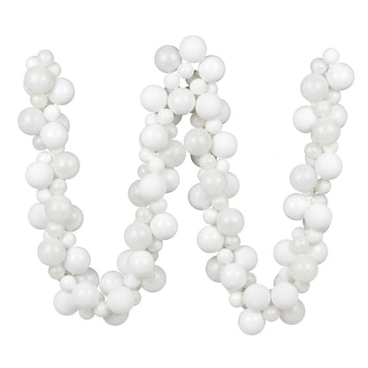 Vickerman 6' White Assorted Ornament Ball Christmas Garland