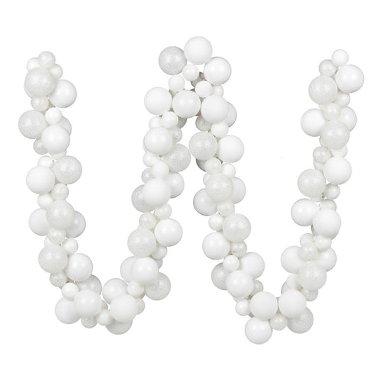 Vickerman 6' White Assorted Ornament Ball Christmas Garland
