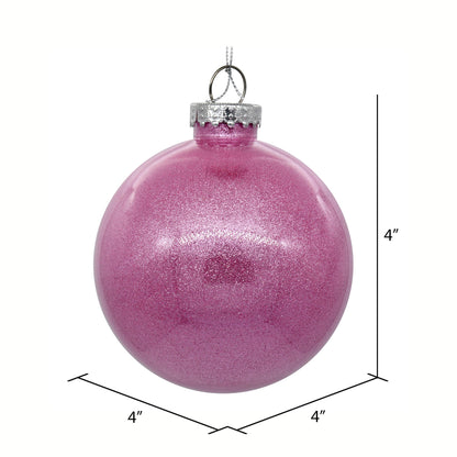 Vickerman 4" Clear Ball Christmas Ornament with Pink Glitter Interior 6 Pieces per bag