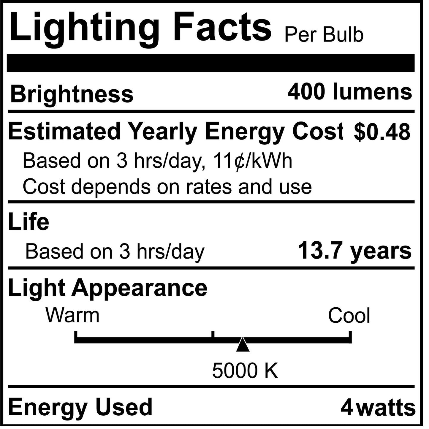 Bulbrite 862076 LED Filament Pack of (4) 4 Watt Dimmable B11 Light Bulb with Milky Glass Finish and Candelabra (E12) Base - 5000K (Soft Daylight Light), 400 Lumens