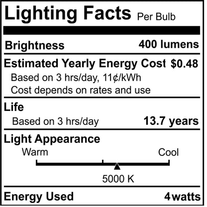 Bulbrite 862076 LED Filament Pack of (4) 4 Watt Dimmable B11 Light Bulb with Milky Glass Finish and Candelabra (E12) Base - 5000K (Soft Daylight Light), 400 Lumens