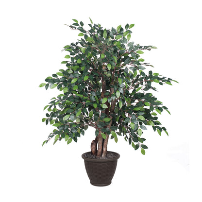 Vickerman 4' Artificial Mini Ficus Extra Full Bush Brown Plastic Container.