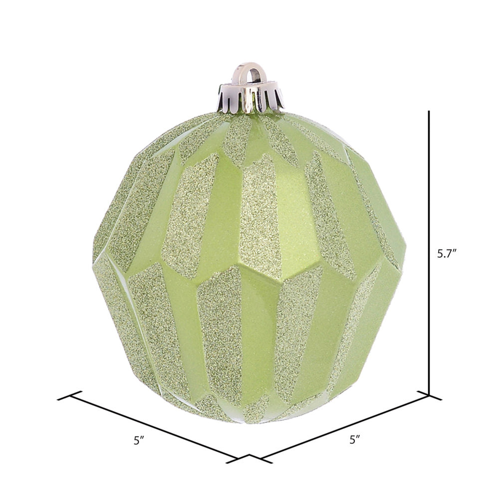 Vickerman 5" Celadon Glitter Faceted Ball Ornament 3 per Bag