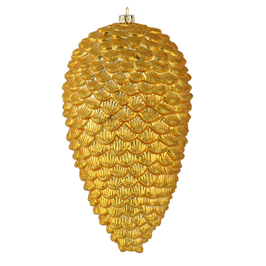 Vickerman 7" Honey Gold Matte Glitter Pinecone Christmas Ornament 4 per set